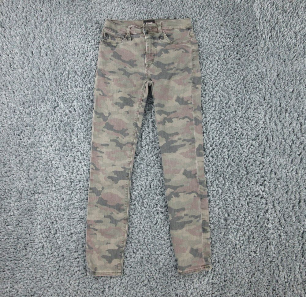 Hudson Jeans Womens 25 Green Camo Faded Narrow High Waist Skinny 25x27*